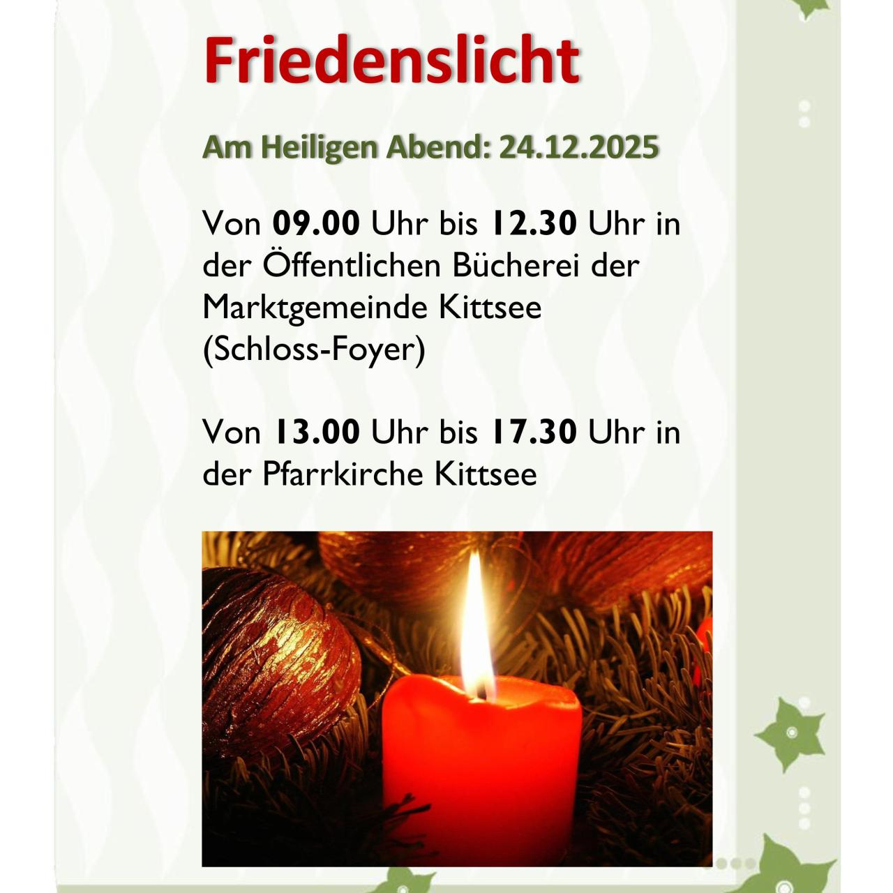 Friedenslicht -Aushang